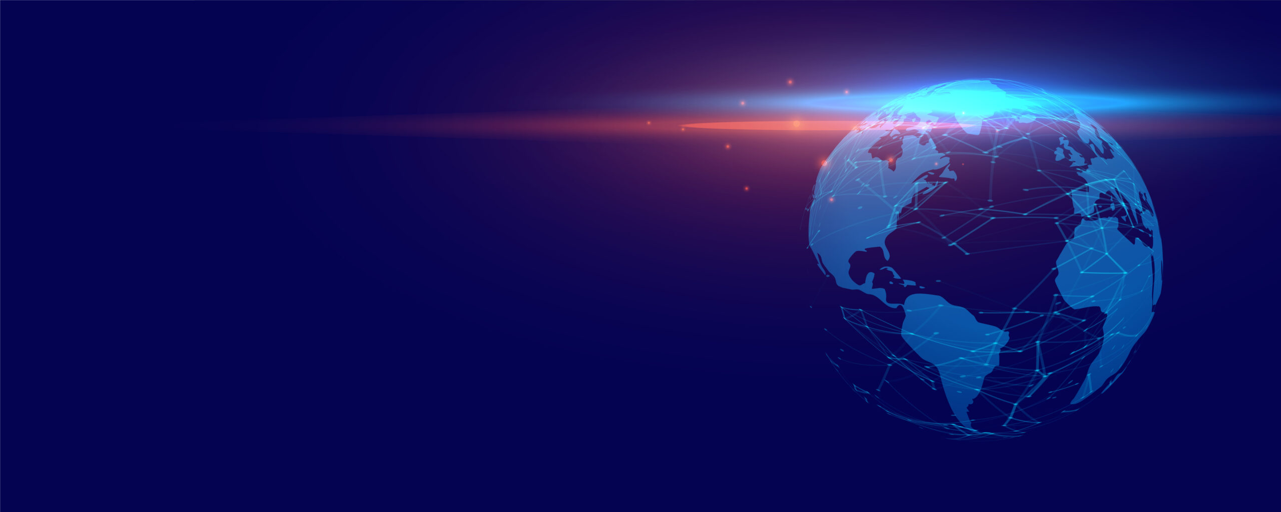 digital earth banner with glowing lights technology background